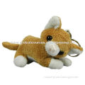 New plush, lying brown cat key chain toy, made of soft plush and pp padding